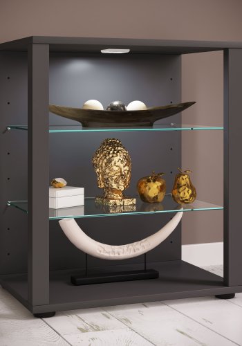 VCM NORDIC Glasol S vitrineskab, m. 2 glashylder - antracitgr tr