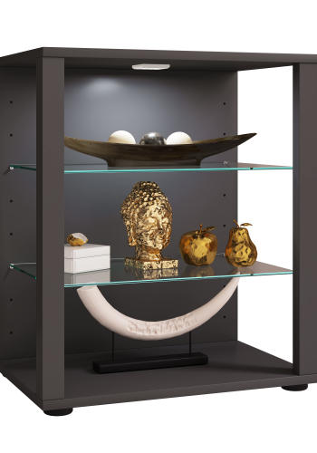 VCM NORDIC Glasol S vitrineskab, m. 2 glashylder - antracitgr tr