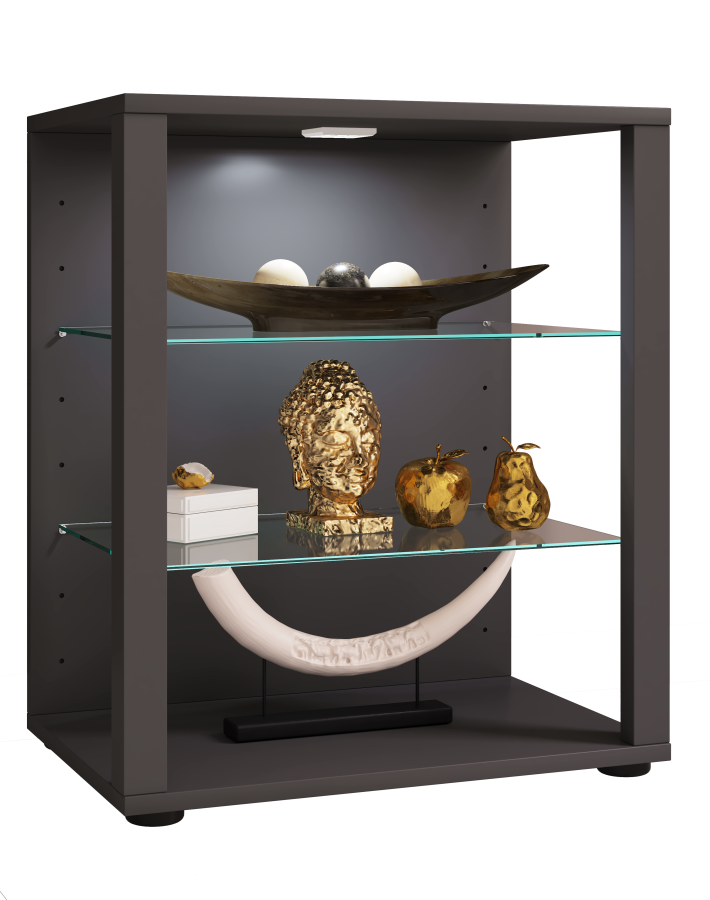 VCM NORDIC Glasol S vitrineskab, m. 2 glashylder - antracitgr tr