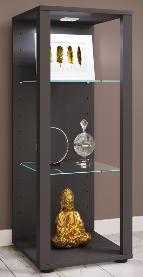 VCM NORDIC Glasol M vitrineskab, m. 2 glashylder - antracitgr tr