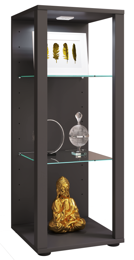 VCM NORDIC Glasol M vitrineskab, m. 2 glashylder - antracitgr tr