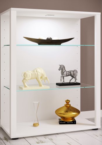 VCM NORDIC Glasol XL vitrineskab, m. 2 glashylder - hvid tr