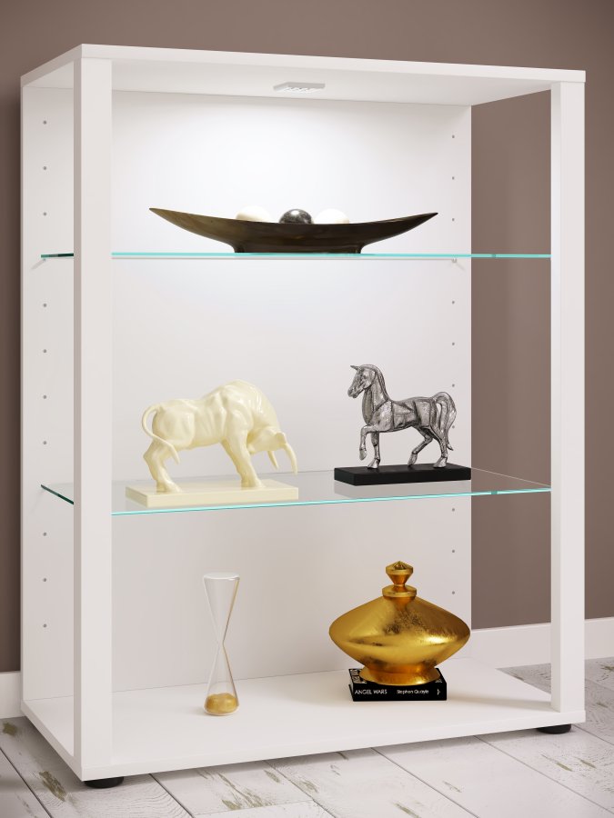 VCM NORDIC Glasol XL vitrineskab, m. 2 glashylder - hvid tr