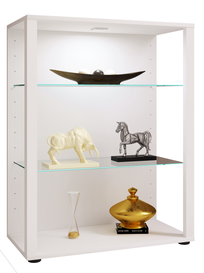 VCM NORDIC Glasol XL vitrineskab, m. 2 glashylder - hvid tr