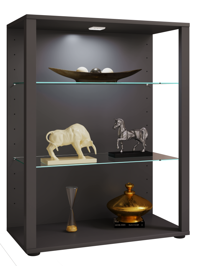 VCM NORDIC Glasol XL vitrineskab, m. 2 glashylder - antracitgr tr