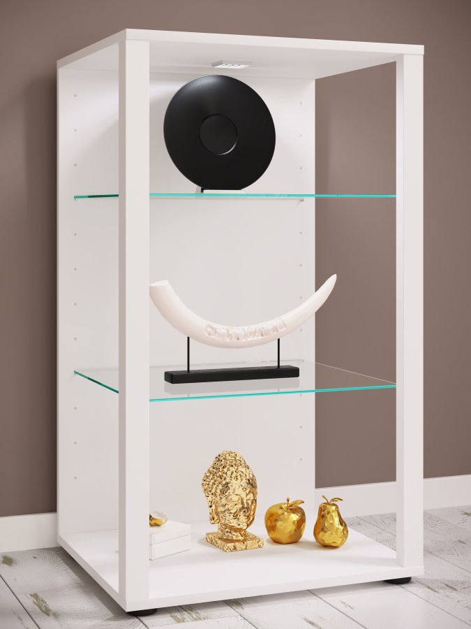 VCM NORDIC Glasol XXL vitrineskab, m. 2 glashylder - hvid tr