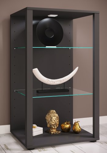 VCM NORDIC Glasol XXL vitrineskab, m. 2 glashylder - antracitgr tr