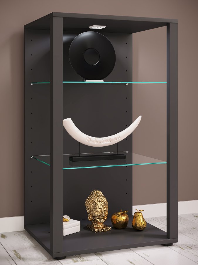 VCM NORDIC Glasol XXL vitrineskab, m. 2 glashylder - antracitgr tr