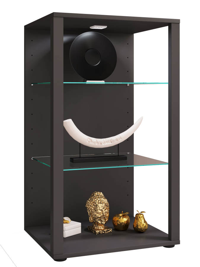 VCM NORDIC Glasol XXL vitrineskab, m. 2 glashylder - antracitgr tr