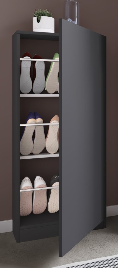 VCM NORDIC Fulisa skoskab, m. 1 lge, 2 hylder - antracitgr tr