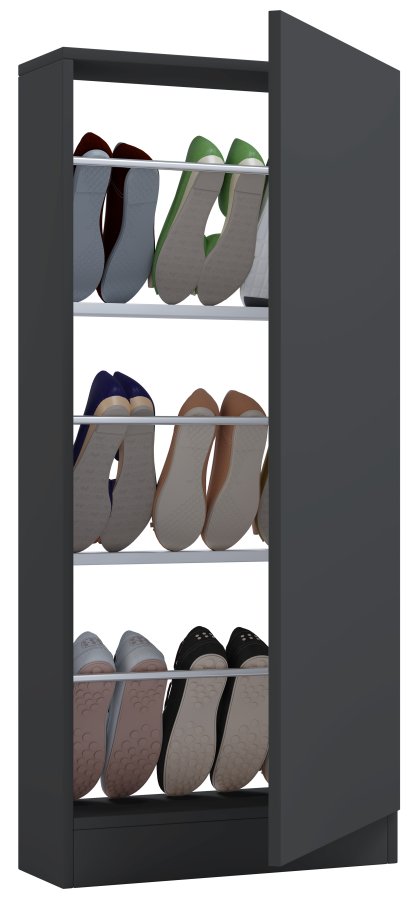 VCM NORDIC Fulisa skoskab, m. 1 lge, 2 hylder - antracitgr tr