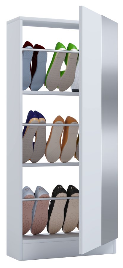 VCM NORDIC Fulisa skoskab, m. spejl p lge, 2 hylder - hvid tr