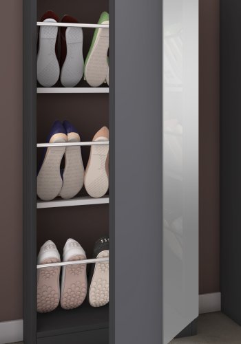 VCM NORDIC Fulisa skoskab, m. spejl p lge, 2 hylder - antracitgr tr