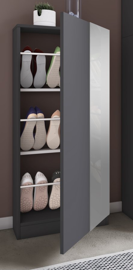 VCM NORDIC Fulisa skoskab, m. spejl p lge, 2 hylder - antracitgr tr