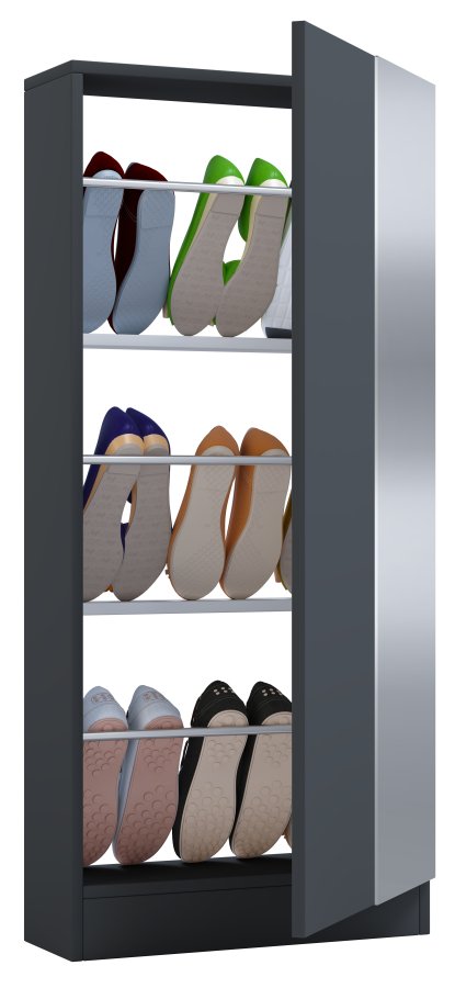 VCM NORDIC Fulisa skoskab, m. spejl p lge, 2 hylder - antracitgr tr