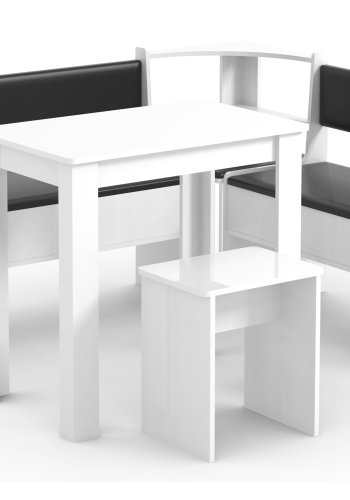 VCM NORDIC Esal Mini hjrnebnkst, m. 1 bord, 2 bnke, 1 taburet - hvid tr