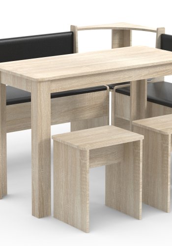 VCM NORDIC Esal Maxi hjrnebnkst, m. 1 bord, 2 bnke, 2 taburetter - natur tr