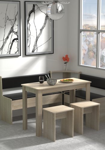 VCM NORDIC Esal Maxi hjrnebnkst, m. 1 bord, 2 bnke, 2 taburetter - natur tr