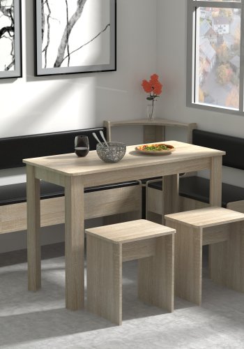 VCM NORDIC Esal Maxi hjrnebnkst, m. 1 bord, 2 bnke, 2 taburetter - natur tr