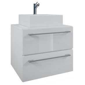 VCM NORDIC Badinos II 60 cm 2-delt vaskeplads, m. keramik hndvask, 2 skuffer - hvid melamin