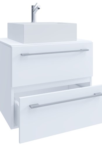 VCM NORDIC Badinos II 60 cm 2-delt vaskeplads, m. keramik hndvask, 2 skuffer - hvid melamin
