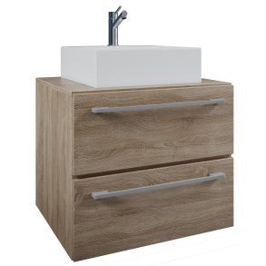 VCM NORDIC Badinos II 60 cm 2-delt vaskeplads, m. keramik hndvask, 2 skuffer - natur melamin