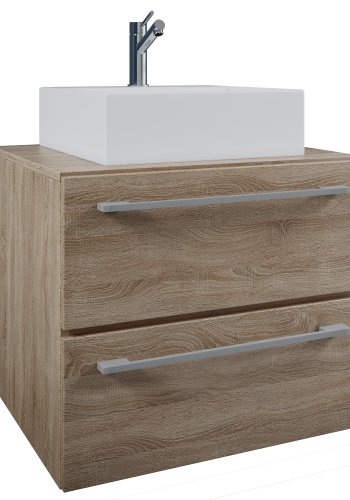 VCM NORDIC Badinos II 60 cm 2-delt vaskeplads, m. keramik hndvask, 2 skuffer - natur melamin