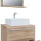 VCM NORDIC Badinos II 60 cm 3-delt vaskeplads, m. spejl, keramik hndvask, 2 skuffer - natur melamin