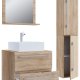 VCM NORDIC Badinos II 60 cm 4-delt vaskeplads, m. spejl, hndvask, skab - natur melamin