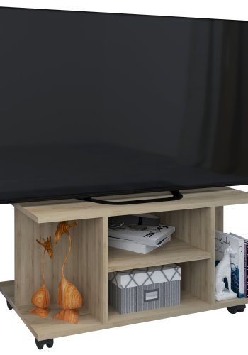 VCM NORDIC Findalo TV-bord, m. 4 rum og hjul - natur tr (80x40)