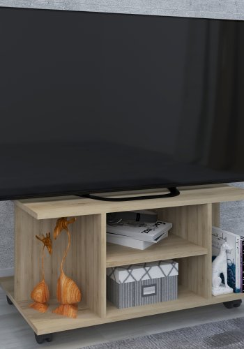 VCM NORDIC Findalo TV-bord, m. 4 rum og hjul - natur tr (80x40)