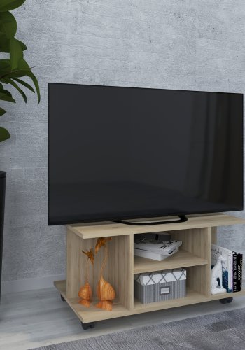 VCM NORDIC Findalo TV-bord, m. 4 rum og hjul - natur tr (80x40)