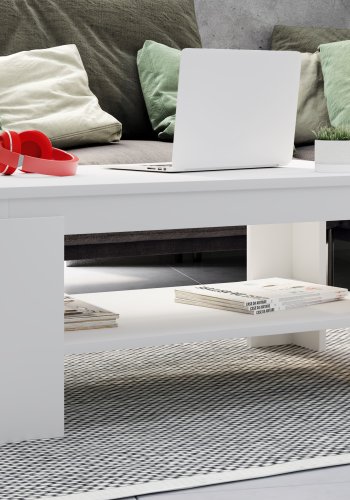 VCM NORDIC Rolas sofabord, m. 1 hylde - hvid tr (90x41)