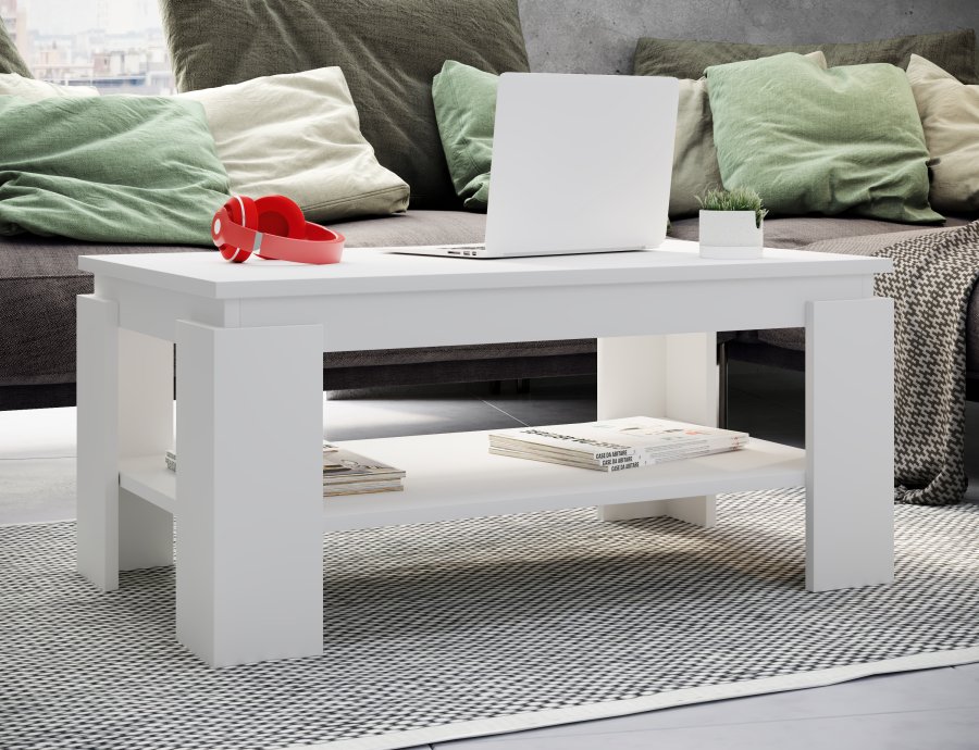 VCM NORDIC Rolas sofabord, m. 1 hylde - hvid tr (90x41)