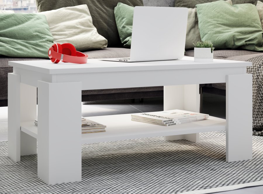 VCM NORDIC Rolas sofabord, m. 1 hylde - hvid tr (90x41)