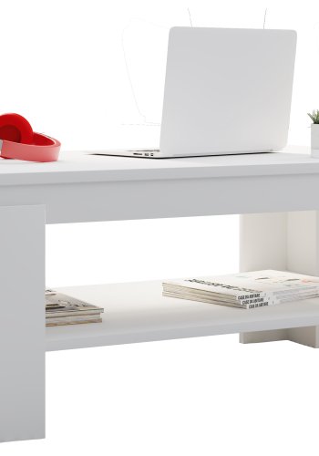 VCM NORDIC Rolas sofabord, m. 1 hylde - hvid tr (90x41)