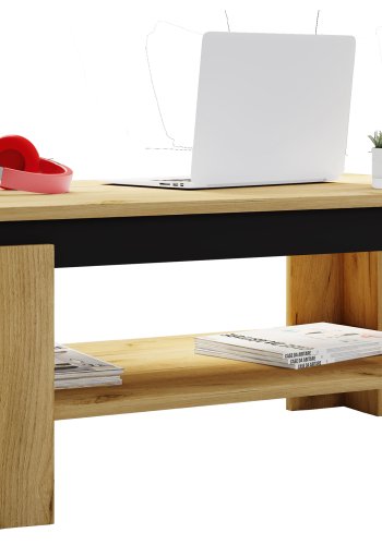 VCM NORDIC Rolas sofabord, m. 1 hylde - natur og sort tr (90x41)