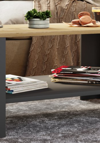 VCM NORDIC Dalus sofabord, m. 1 hylde - natur og antracitgr tr (90x41)