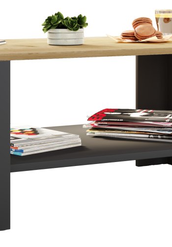 VCM NORDIC Dalus sofabord, m. 1 hylde - natur og antracitgr tr (90x41)