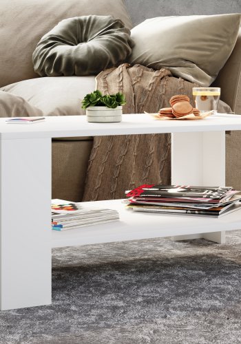 VCM NORDIC Dalus sofabord, m. 1 hylde - hvid tr (90x41)