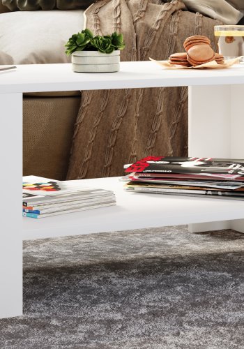 VCM NORDIC Dalus sofabord, m. 1 hylde - hvid tr (90x41)