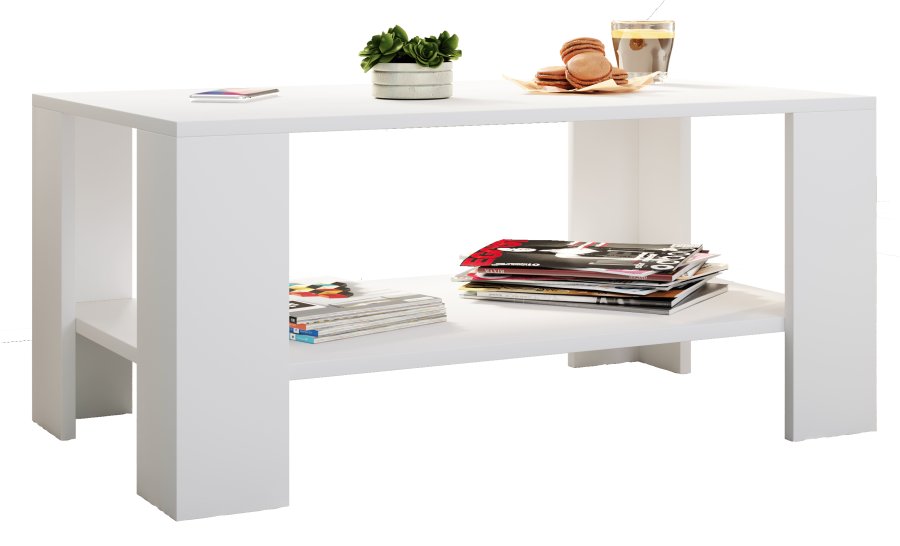 VCM NORDIC Dalus sofabord, m. 1 hylde - hvid tr (90x41)