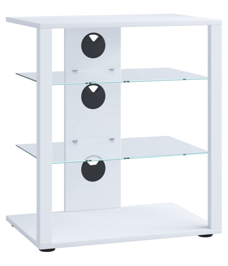 VCM NORDIC Folas Hi-fi og TV-bord, m. 2 glashylder - hvid tr (60x41)