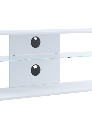 VCM NORDIC Folas XL Hi-fi og TV-bord, m. 1 glashylde - hvid tr (115x41)