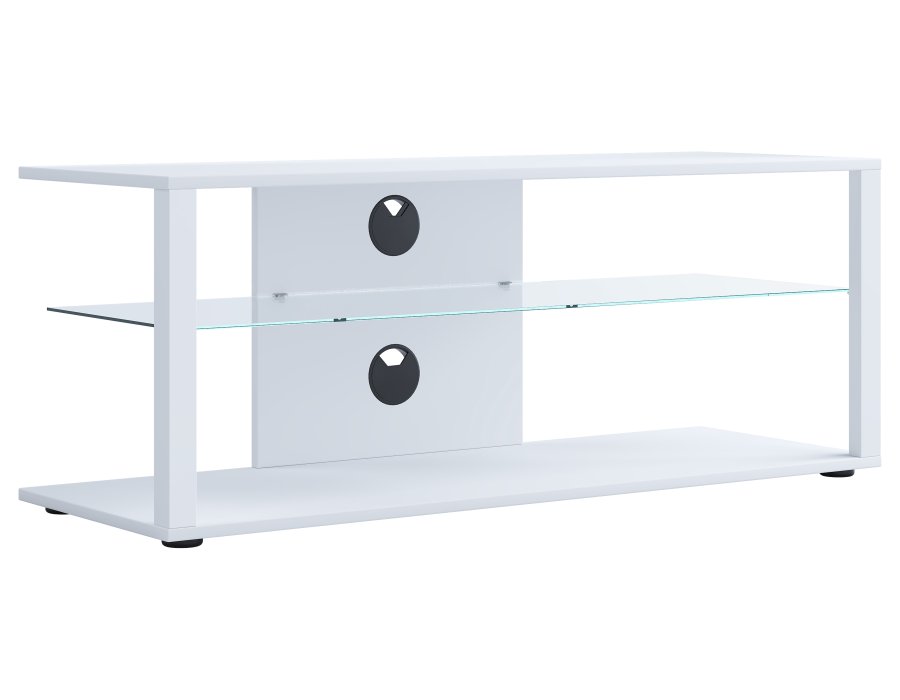 VCM NORDIC Folas XL Hi-fi og TV-bord, m. 1 glashylde - hvid tr (115x41)