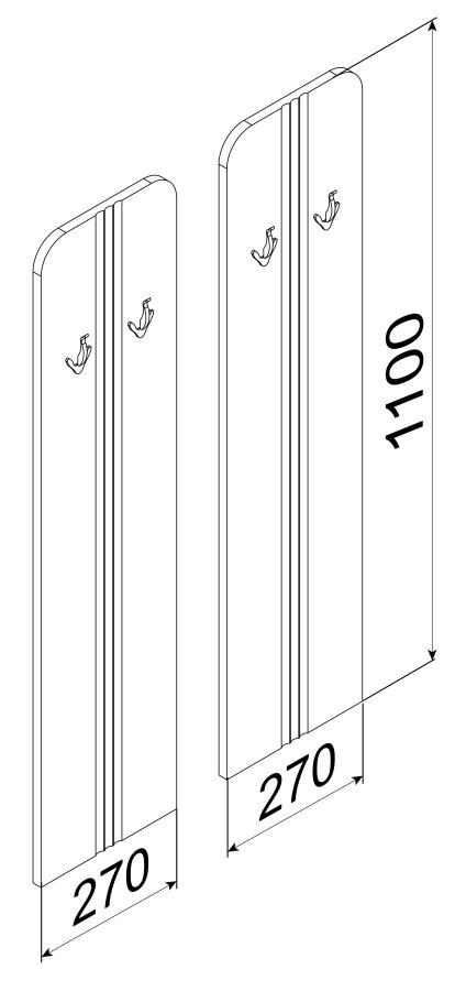 VCM NORDIC Balia knagerkke, m. 4 knager - hvid tr (st af 2)