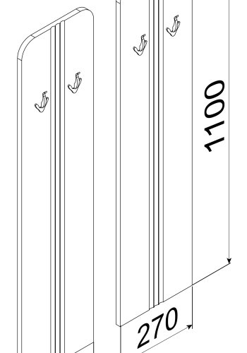 VCM NORDIC Balia knagerkke, m. 4 knager - natur tr (st af 2)