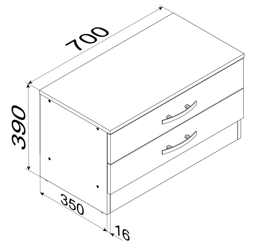 VCM NORDIC Balia kommode/bnk, m. 2 skuffer - hvid tr