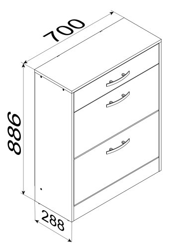 VCM NORDIC Balia skoskab, m. 2 lger og 1 skuffe - hvid tr