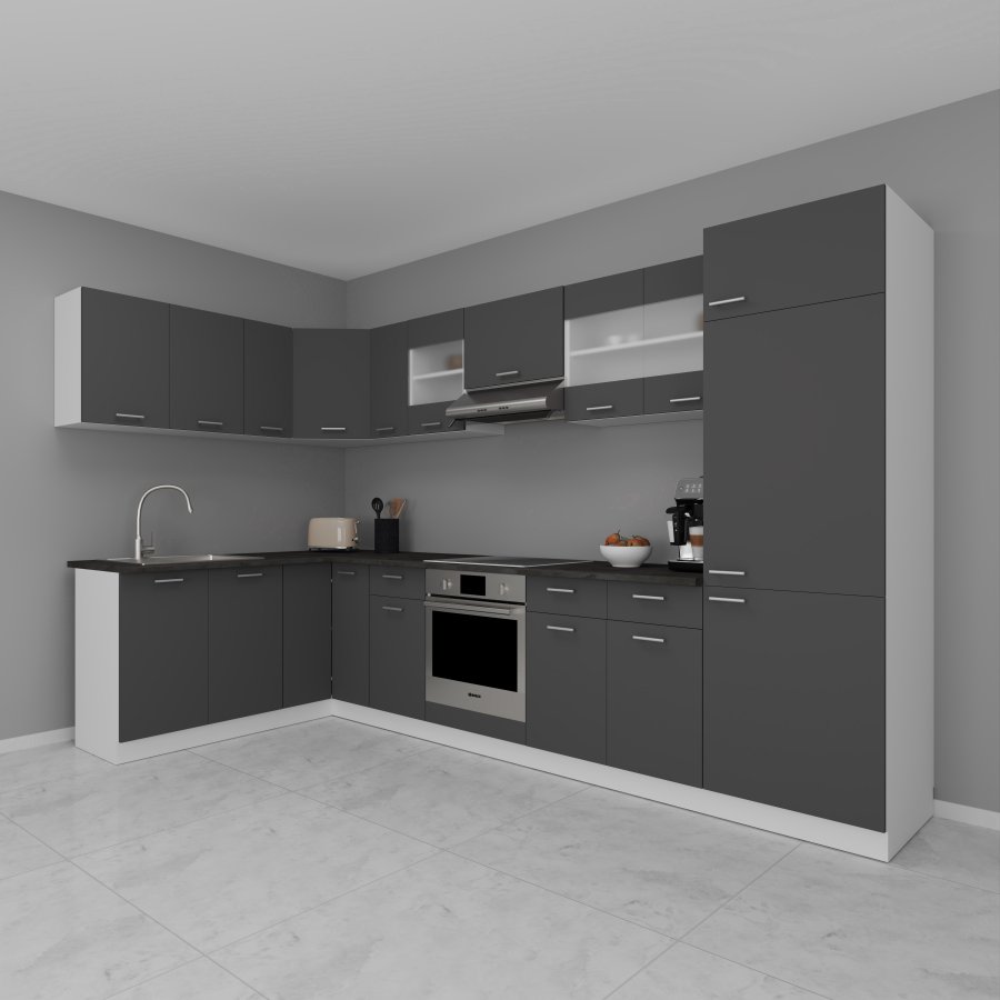 VCM NORDIC Esilo 13-delt hjrnekkken - glas og antracitgrt tr